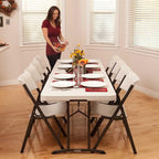 Lifetime 80882 Commercial Fold in Half Table, 8 Feet, 2 Pack, Almond