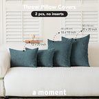 a moment Pack of 2 Decorative Chenille Throw Pillow Covers with Twill Cushion Covers for Sofa Living Room Couch Bed 20x20 Inch Dark Teal