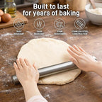 Zulay Kitchen 15.9 inch Professional Stainless Steel Rolling Pin - Lightweight Metal French Rolling Pin - Perfect for Baking, Fondant, Pizza Dough Roller, Dumpling