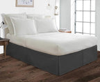 Bed Skirt - 100% Cotton 800 Thread Count Box Pleated Bed Skirt - Luxury Pleated Dust Ruffle, Hotel Quality Modern Bed Skirt, Easy Fit with 12 Inch Tailored Drop, Full XXL, Dark Grey