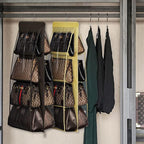 Lirex Handbag Hanging Purse Organizer for Closet, 8 Pocket Handbag Storage Organizer Hanger Oxford Cloth Closet Organizer for Family Closet Bedroom, Foldable and Universal Fit, Dark Brown
