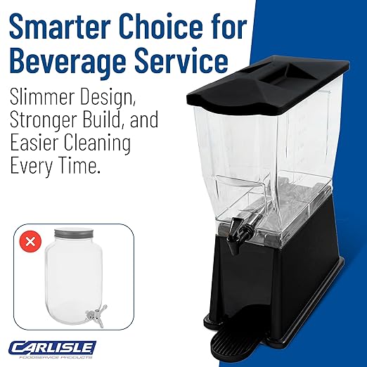 Carlisle FoodService Products Trimline Rectangular Beverage Dispenser Drink Dispenser with Spigot for Catering, Buffets, Restaurants, Polycarbonate (Pc), 3.5 Gallons, Black
