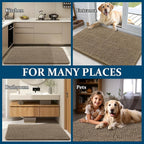 OLANLY Dog Door Mat for Muddy Paws 70x35, Absorbs Moisture and Dirt, Absorbent Non-Slip Washable Doormat, Quick Dry Chenille Mud Mat for Dogs, Entry Indoor Entryway Carpet for Inside Floor, Tan