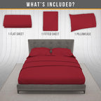 Twin Sheets Set - Luxury Hotel Bed Sheets - Soft Cooling Sheet with Elastic Corner Strap - Deep Pocket Microfiber Bedsheet - Bedding Sheet & Pillowcases Set - 3 PC (Twin Size, Burgundy)