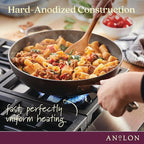 Anolon Advanced Home Hard Anodized Nonstick Deep Frying Skillet with Lid, 12-Inch Ultimate Pan, Bronze