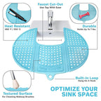 Sink Topper Bathroom Counter Cover & Storage Saver, Foldable Mat for Hot Tools, Hair Styling & Makeup, Beauty Brush Cleaning Mat, RV Camper Sink Cover & for Small Spaces (Standard Pacific Blue)
