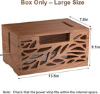 Wooden Cable Management Box, Large Cord Hider Box & Cable Organizer Box for Power Strips, Electrical Cords, Desk & Floor Cables Suitable for Home & Office