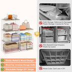 5 Pack Extra-Long Closet Organizers and Storage with Ajustable Shelf, Stackable Closet Shelf Organizer, Double Storage Design Clothes Storage Cube/Bin Organizer for Wardrobe, Space-Saving, White