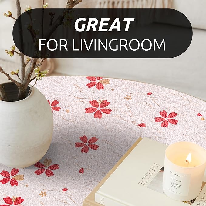 RAY STAR 18X96 Inch Shelf Liner for Kitchen Cabinets, Non-Adhesive Cabinet Liner Washable, PVC Drawer Liner for Dresser Non-Slip Bathroom (Red Floral)(2 Roll)