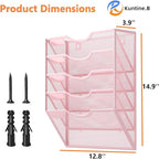 Kuntine.B Wall File Organizer Office Hanging Magazine Holder Wall File Organizer for Office Home (Pink, 5 Tier)