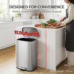 13 Gallon Trash Can (50L) and 1.6 Gallon (6L) Kitchen Trash Can Combo Set, Stainless Steel Garbage Can with Lid and Step-on Pedal, Soft Close Waste Bin with Inner Bucket for Home & Office