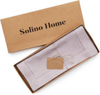 Solino Home Linen Lilac Table Runner 90 Inches Long - 100% Pure Linen Hemstitch 14 x 90 Inch Table Runner for Dining, Christmas, New Year - Classic Hemstitch