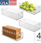 iDesign Stackable Storage Bin - Organizer Bin for Kitchen and Pantry, Set of 4, Clear, Made in USA