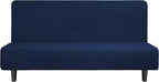 Easy-Going Stretch Futon Slipcover Armless Futon Bed Cover Furniture Protector Without Armrests with Elastic Bottom for Kids, Soft Jacquard Fabric Small Checks (Large, Navy)