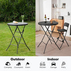32" Round Folding Table, Portable Bar Height Folding Table with Detachable Legs, Round Foldable Table with HDPE Top for Standing Parties, Balcony, Event, Indoor Outdoor Use (Black, 1 Pack)