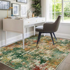 RELEANY Washable Area Rugs 6'x9' Non-Slip Modern Abstract Soft for Living Room Entryway Bedroom Nursery, Print Pattern, Green Orange Rust Red Cream Colorful