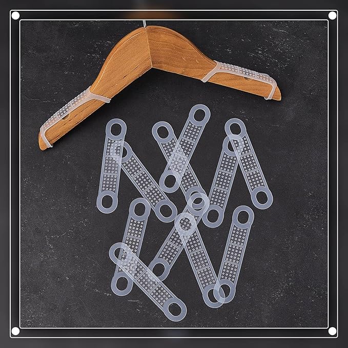 Taiyin 200 Pcs Non Slip Rubber Clothes Hanger Grips Clear Silicone Clothing Hanger Strips Clothes Hanging Accessories for Wood Plastic Home Stores Use