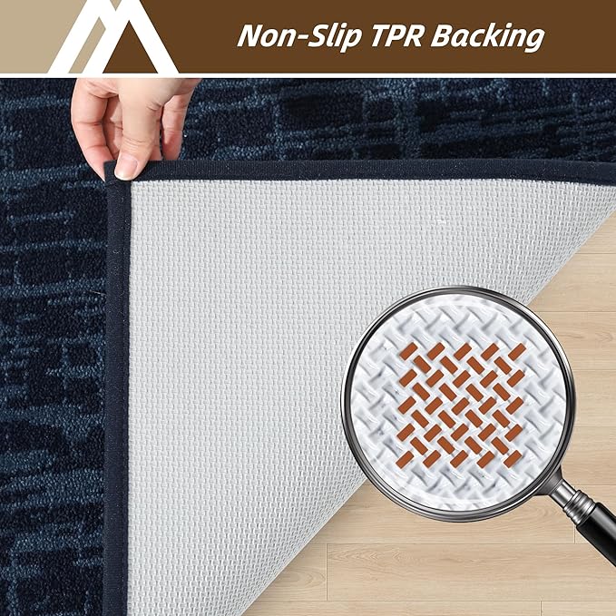 COSY HOMEER-Door-Mat Dirt Trapper Entryway Rugs 20"x32" Non Slip Washable Entrance Mats Absorbent Welcome Mat Low Profile Dog Door Mats for Front Back Doomats and Wet Shoes,Navy Blue