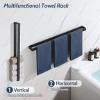 Sayayo Matte Black Towel Bar for Bathroom, 27.5 Inch Hand Towel Holder Wall Mount Square Towel Ring SUS304 Stainless Steel Towel Rack