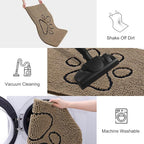 Smiry Dog Door Mat for Muddy Paws, Absorbent Dirt Trapper Non Slip Quick Dry Washable Chenille Mat for Mud Dogs, Entry Rug for Indoor and Outdoor (24x16 Inches, Camel and Black)