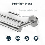 FORIOUS Double Towel Bar, 24 Inch Double Towel Racks for Bathroom, Heavy Duty SUS304 Stainless Steel Towel Bar Brushed Nickel, Includes Wall Mounting Hardware, Brushed Nickel