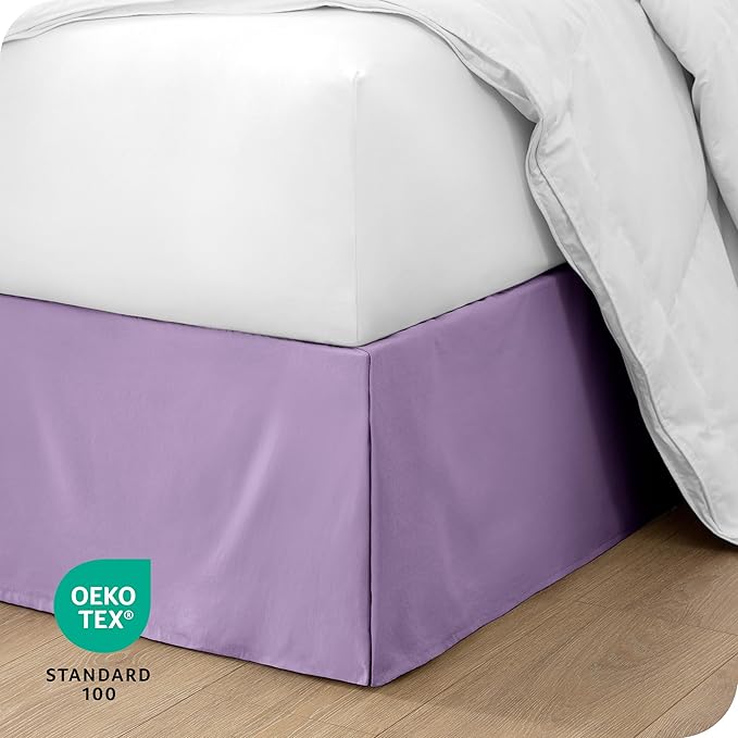 Bare Home Kids Twin Bed Skirt - 15-Inch Tailored Drop Easy Fit - Bed Skirt for Beds - Center & Corner Pleats (Twin, Lavender)