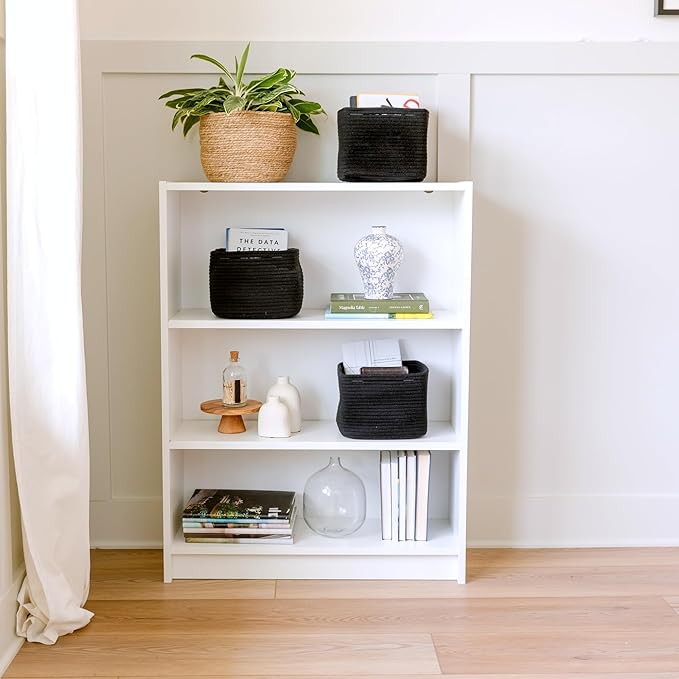 NaturalCozy Storage Cubes 9”x9”x7”Cotton Rope Woven Baskets for Organizing 3-Pack | 9 Inch Cube Storage Bin | Small Basket for Shelf Nursery, Pantry, Decorative Plant, Bathroom Closet, Toy Gift