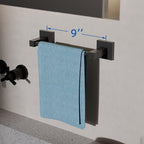 RUACQ Hand Towel Holder, 9 Inch Hand Towel Bar for Bathroom Wall Mounted, 304 Stainless Steel Towel Rack with Square Base(Matte Black)