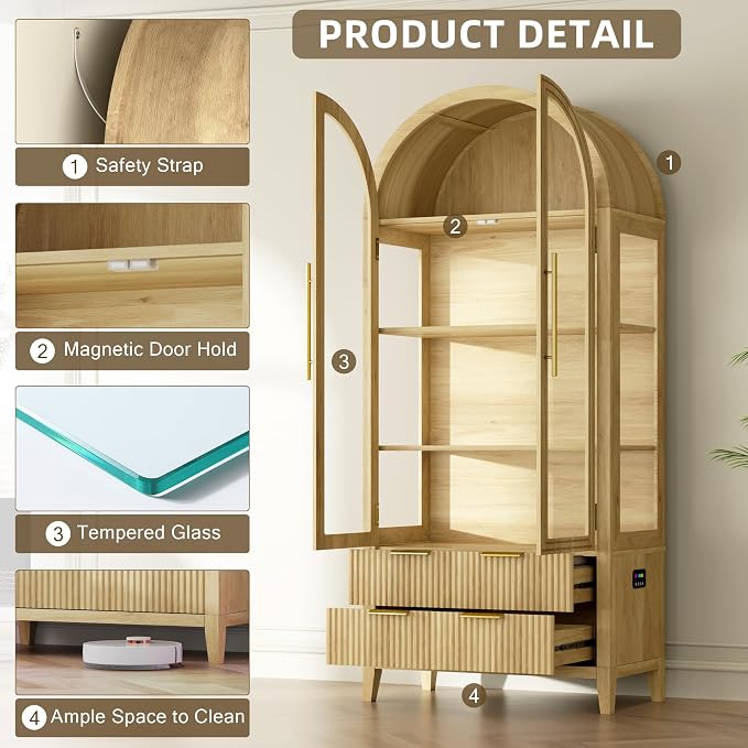 Vlsrka 71" Arched RGB Curio Cabinet