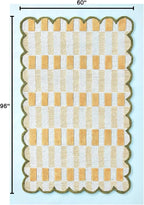 Hand-Tufted Wool Rug with Scalloped Edges, Light Blue Plaid Pattern, Cozy Soft Area Rug for Living Room, Bedroom, and Nursery, Handmade Modern Accent Rug (Blue, 4X7 FEET)