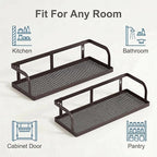 PUSDON 2-Pack 16.5" Extra Long Slim Hollowout Shower Caddy, Wall Mount Spice Rack & Bathroom Organizer, Mesh Bottom Cabinet Door Shelf Holds 50LBS - Vintage Bronze, Hollowout