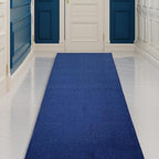 Custom Made Runner Rug Low Pile with Rubber Backing for Kitchen Foyer Hallway Entry Choose Your Length Size 26 Inch Wide Solid and Plain Dark Blue Color (40 feet x 26 inch)