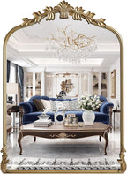 WallBeyond Gold Antique Mirror for Vanity 22x30 Inch, Gold Vintage Mirror with Ornate Frame, Arched Vintage Wall for Bathroom, Living Room, Fireplace