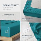THREAD SPREAD 100% Egyptian Cotton Sheets Queen Size Bed Set - 4 PC 1500 Luxury High Thread Count Teal Egyptian Cotton Queen Bed Sheets, Silky Soft, Cooling, Sateen Weave, 17" Deep Pocket Bedsheet