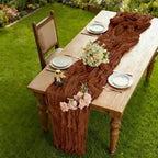 BALCONY & FALCON Terracotta Cheesecloth Table Runner 10FT 120 Inch Rustic & Boho Farmhouse Gauze Cheese Cloth Runners for Wedding Fall Thanksgiving Christmas Party Baby Shower Birthday Decor