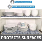 Drymate Premium Luxury Shelf & Drawer Liner, Thick Cushioned Fabric, Non-Adhesive, Absorbent, Waterproof, Slip-Resistant, Liners for Kitchen Cabinets, Cupboards (USA Made)(12”x59”)(2-Pack)(IndigoGrey)