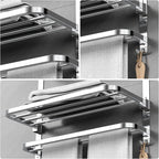 CAXIMSY 22.8Inch Towel Rack for Bathroom and Lavatory Towel Hanger with Wall Mount Towel Bars 304 Stainless Steel No Drill (Collapsible Towel Rack)