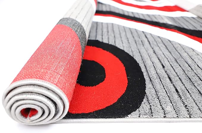 GLORY RUGS Modern Area Rug 5x7 Red Swirls Carpet Bedroom Living Room Contemporary Dining Accent Sevilla Collection 4817 (5x7, Red)