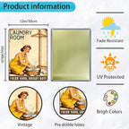 50s laundry Day Poster Metal Tin Sign Fresh Suds Bright Days Vintage Sign Utility Room Decor Retro Laundry Room Wall Art 16x12 Inch