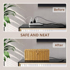 Cable Management Box, Handwoven Synthetic Rattan Cable Organizer, 2 Side Open Slots Cords Hider Box, Under Desk Cord Organizer for USB Wire, TV PC Charger & Power Strip, Natural