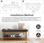 HUIMO Entryway Shoe Bench with Cushion, End of Bed Bench,Upholstered Bench for Kitchen, Bench with Solid Wood Shelf, Leather Ottoman Bench for Hallway, Living Room (PU-Brown)