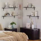 DINZI LVJ Long Wall Shelves, 31.5 Inch Wall Mounted Shelves Set of 2, Easy-to-Install, Floating Storage Ledges with Sturdy Metal Brackets for Living Room, Bathroom, Bedroom, Kitchen, Espresso