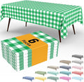 Smiry 3 Pack Green Gingham Disposable Tablecloths - 54" x 108" Heavy Duty Plastic Table Cloth, Waterproof Buffalo Plaid Table Covers for St. Patrick's Day, Banquets, Parties