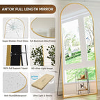 Antok Arched Full Length Mirror, 71"x28" Gold Metal Frame Floor Mirror for Bedroom Living Room, Freestanding/Wall Mount/Leaning