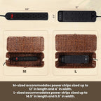 BROWNLILY Rattan Wire Storage Box, Handmade Cord Organizer for Desk Cord Hider Outlet Covers Baby Proofing for Power Strip TV PC Router Charger Under Desk Cable Management Box