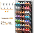 UVIAHOMI 20-30 Pairs Over the Door Shoe Organizer, Breathable Pocket Hanging Shoe Storage for Closet, 10-Tier Door Shoes Rack, Handing Shoes Holder Fit All the Family's Sneakers, Boots, Heels, Black