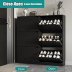 Xixini Shoe Storage Cabinet for Entryway with 6 Flip Drawers, Sturdy Wood Hidden Shoe Storage, Freestanding Narrow Slim Shoe Organizer for Front Door Entrance, Living Room, Hallway, Bedroom, Black