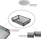 Mesh Tray Silverware Drawer Organizer, Utensil Cutlery Tray Office Supplies with Interlocking Arm Drawer Dividers Organizer for Flatware, Knives,Home,Office, School,Bedroom 9X6＂Black