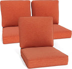 Outdoor Chair Cushions 23" x 24" x 4", Patio Deep Seat Replacement Cushions Set with Zippered Removable Cover, Weather-Resistant Olefin Fabric for Garden Chair Sofa Couch, Set of 3, Red
