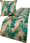 The HomeCentric King/Queen/Twin Green Decorative Queen 74"x18" Bed Runner Without Pillow Cover, Plam Leaves & Quilted Bed Scarf on Satin Fabric - Palms